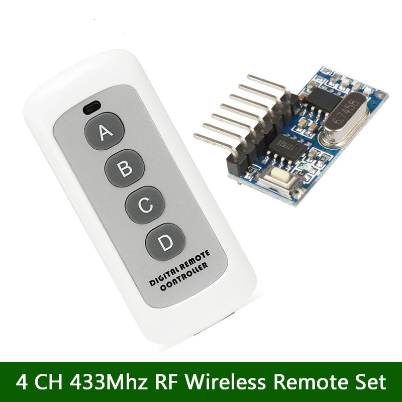 Buy Qiachip 4 Buttons 433MHz Universal 4 CH RF Wireless Remote Control  Transmitter Receiver Set at