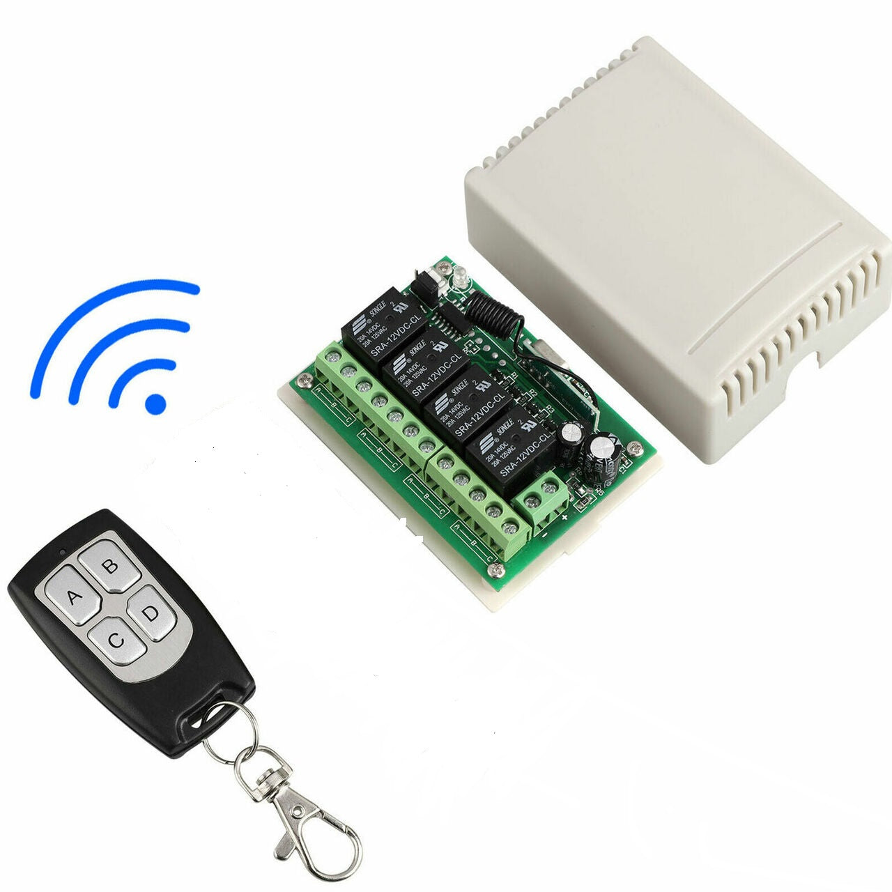 DC 12V 1000M 6-Channel Wireless Remote Control Switch White Blue