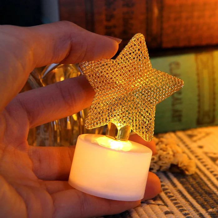 Star shape metal Flameless and Smokeless Decorative Candles Acrylic Led