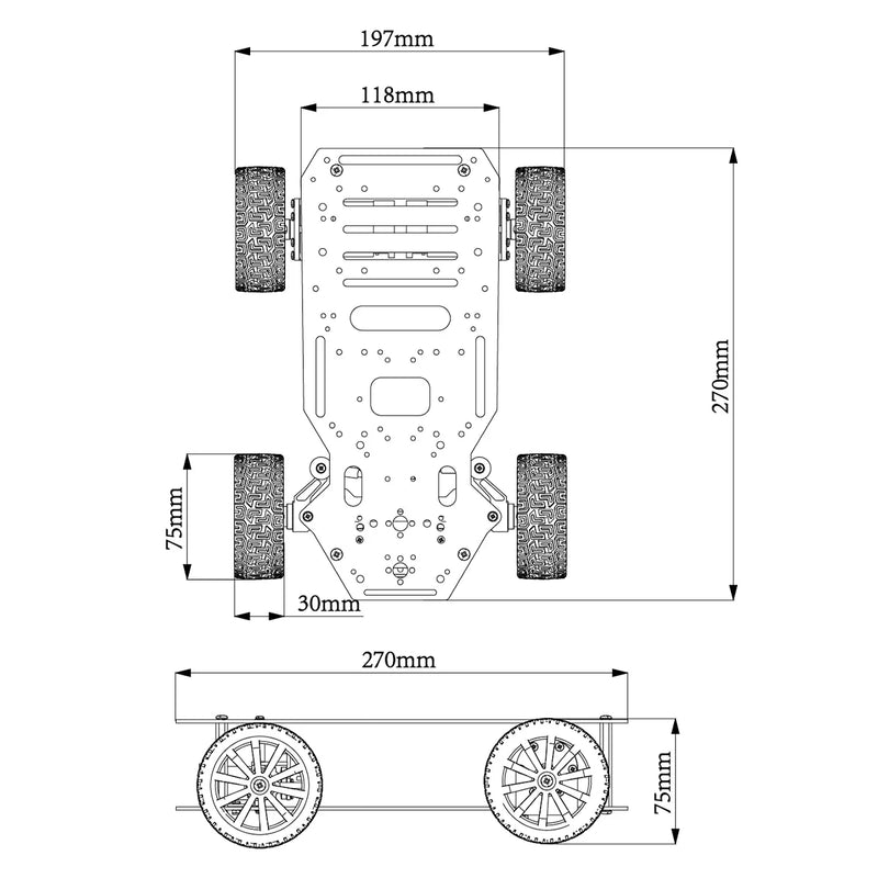 Ackerman Metal Chassis with Encoder Motors and Front Steering Servo