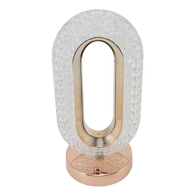 Oval Crystal Stand Night Lamp Touch Control 3 Way Dimmable Light USB Rechargeable