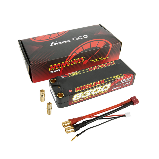 Gens Ace Redline Drag Racing Series 6300mAh 7.4V 130C 2S2P HardCase Lipo Battery