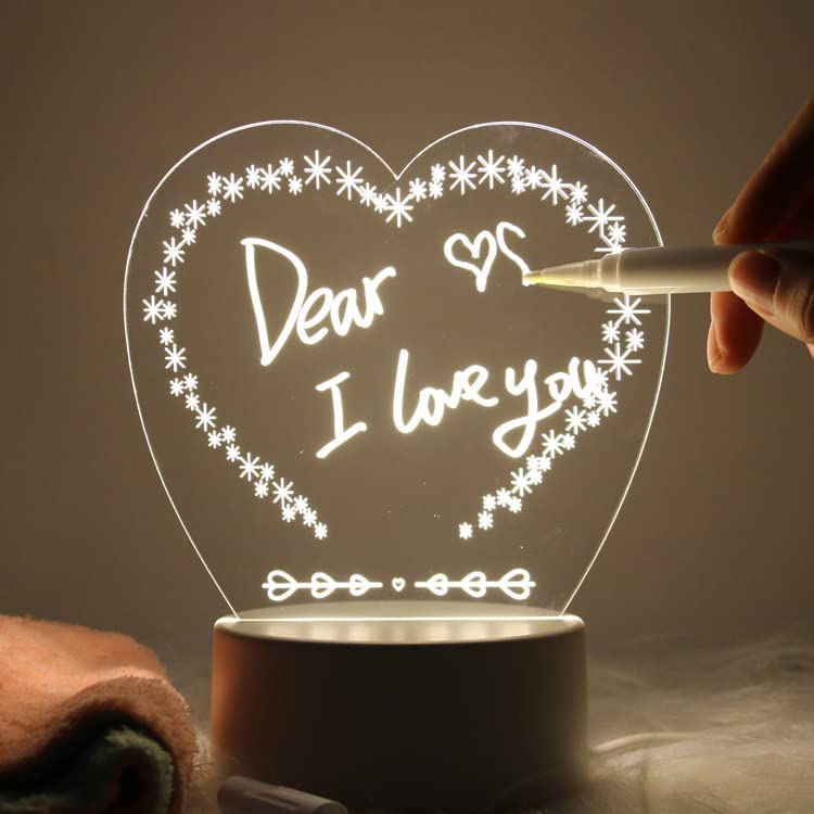 3D Acrylic Message Note Board With Pen LED Night Light