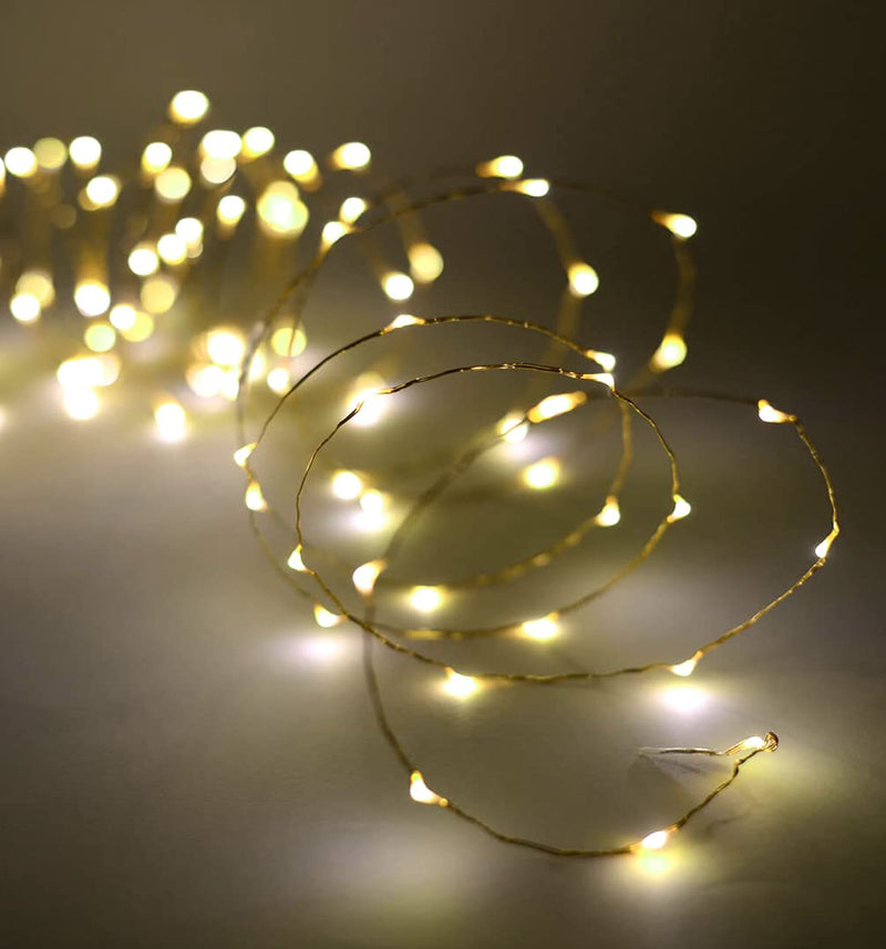 Warm White Color 2 Meter Battery Powered, Wired String Fairy Lights, 2 AA Battery Powered Portable LED Lights