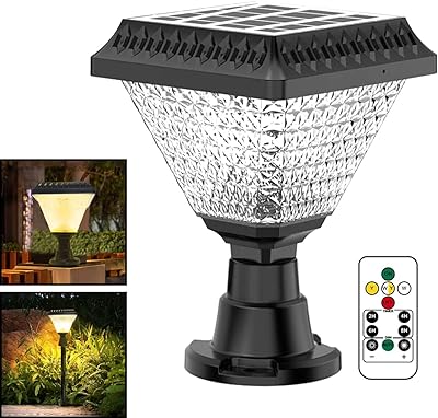 10W 33 LED Solar Square Gate Pillar Garden Light With Remote