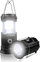 Rechargeable Solar Camping Lantern & Flashlight Torch - Black