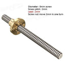 Trapezoidal Screw 500mm rod with Copper Nut