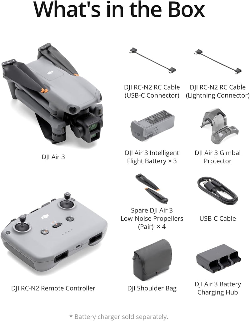 DJI Air 3 Fly More Combo with RC-N2 Remote Controller