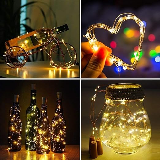 Warm White 20 LED Wine Bottle Cork Copper Wire String