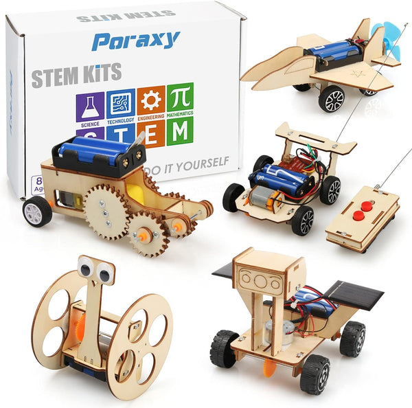 5 in 1 STEM Model Car DIY Kit, STEM Projects for Kids, Toys for Boys Age 8-12, 3D Wooden Puzzles, Educational Science Building Kit