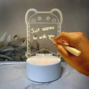 3D Acrylic Message Note Board With Pen LED Night Light