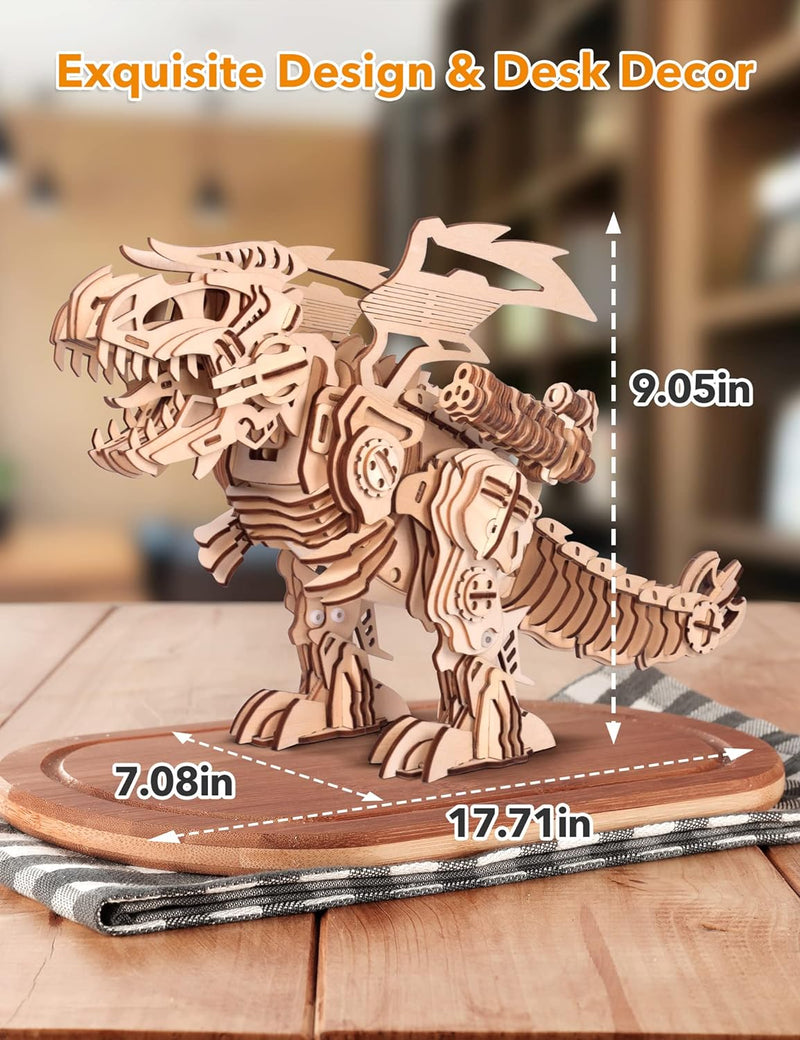 3D Wooden Puzzles for Adults - T-Rex Dinosaur Model Kits