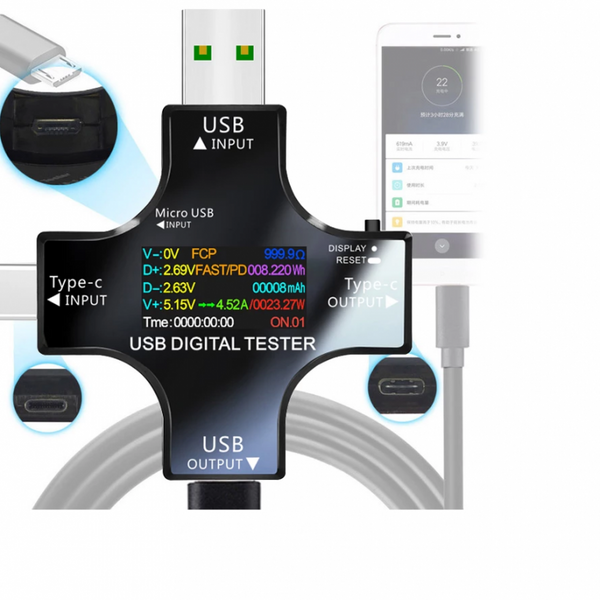 Type C PD Digital Voltage Current Ammeter detector Power Bank Charger Indicator