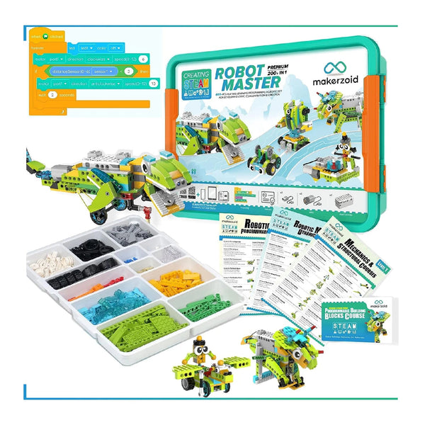 makerzoid 200-in-1 Programmable Robotics Kit DIY Robotics Kit With 200+ Projects  STEM Learning Robot Kit For Kids Programmable Robot Kit Build the Future, One Robot at a Time