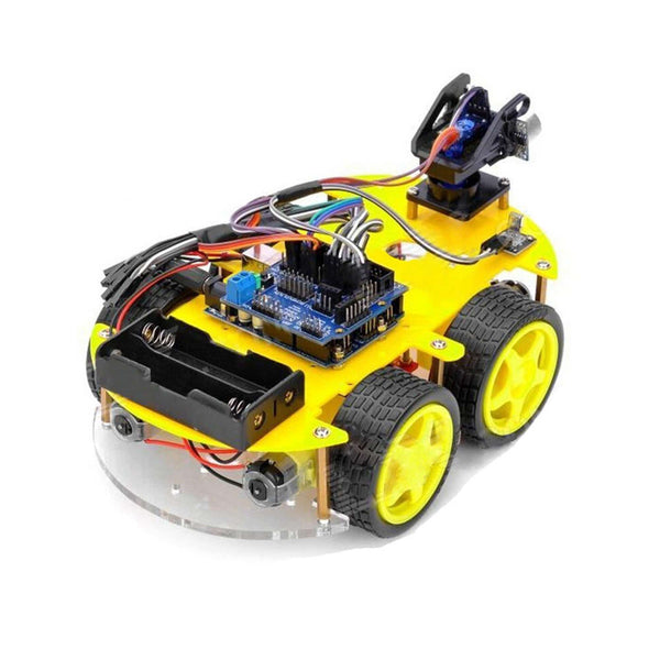 Multi-function 4WD Robot Car Kit Ultrasonic Module UNO R3 Assembly Compatible with Arduino