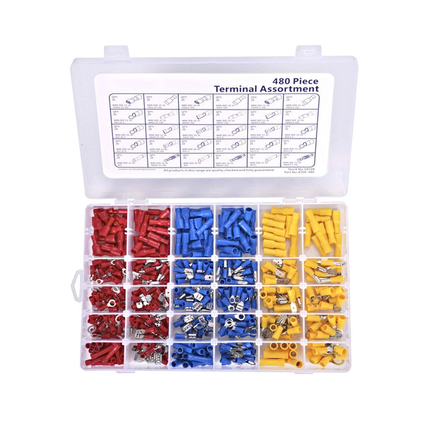 Wire Terminal Crimp Connectors, 480 Pcs 12-Size Assorted Mixed Assorted Lug Kit with Premium Case