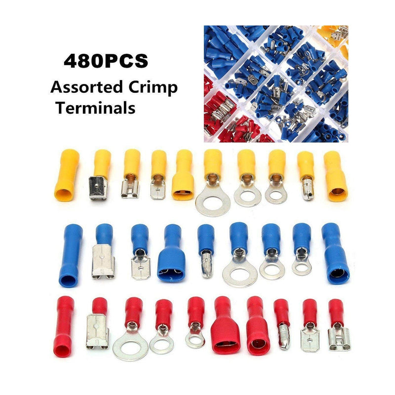 Wire Terminal Crimp Connectors, 480 Pcs 12-Size Assorted Mixed Assorted Lug Kit with Premium Case