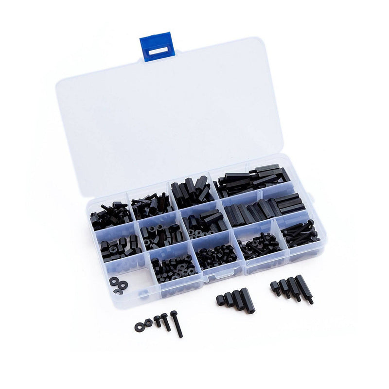 320PCS M3 Male Female Spacer Standoff Kit 320PCS M3 Male Female Nylon Hex Spacer Standoff Screw Nut Assorted Assortment Kit (Black)