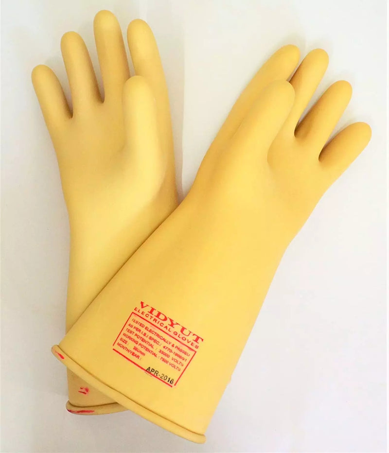 Vidyut Safety Hand Gloves Rubber Yellow Free Size 11 KVA