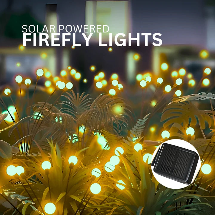 Solar Lights Outdoor 6 LED Warm Light Firefly Lamp for Home Garden Waterproof Decoration-Pack of 2