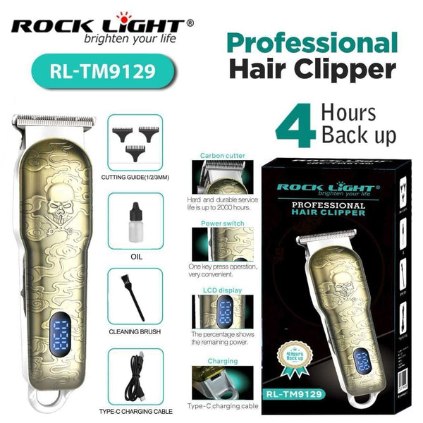 Rock Light Professional Hair Clipper RL- TM9129 ( Metal Body)