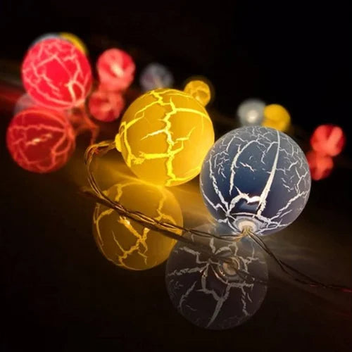 Cracked Balls Fairy Lights Battery Operated 14 LED Cracked Balls String Light for Diwali, Christmas, Kids Room, Party, Cafe Decoration-3METER