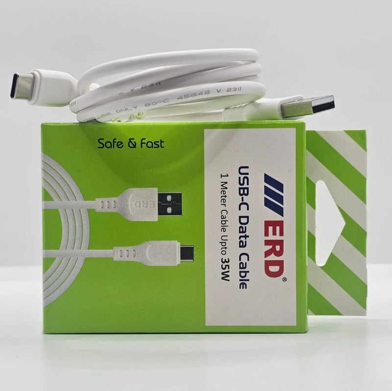 White 35W ERD Micro Data Cable, Cable Type-C 1 Meter