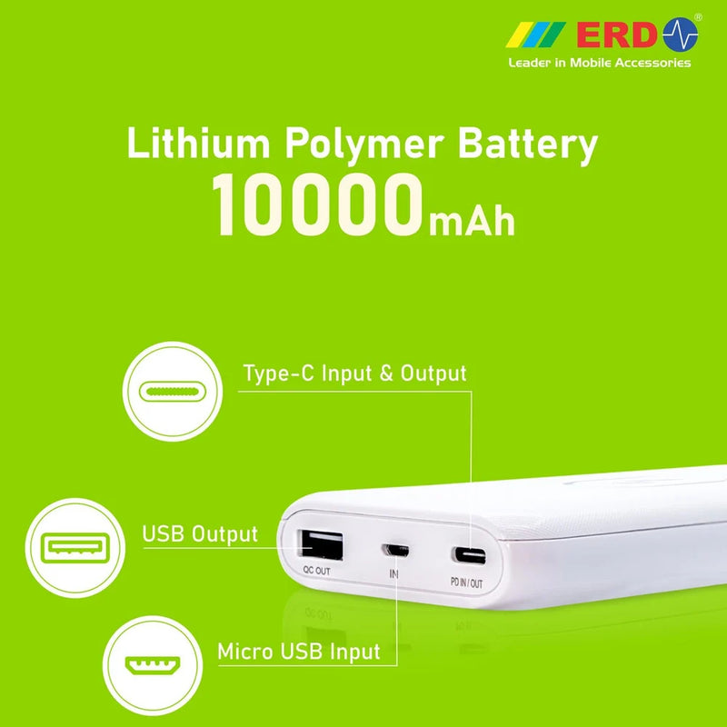 ERD 10000 MAh Slim Size Power Bank