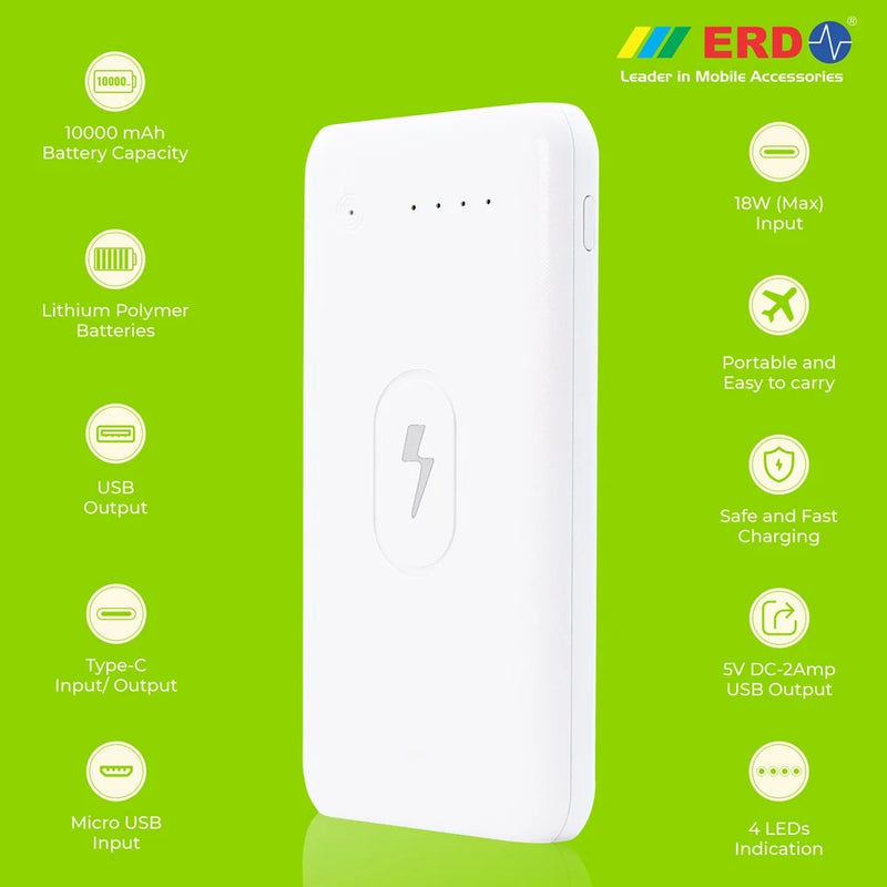 ERD 10000 MAh Slim Size Power Bank