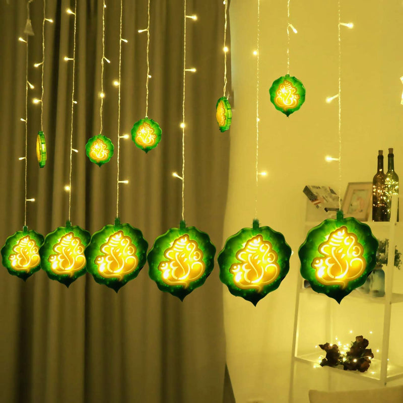 Leaf Pan Ganesh Led Curtain String Light Led Series 6 Big Pan and 6 Small Pan- 3 mtr