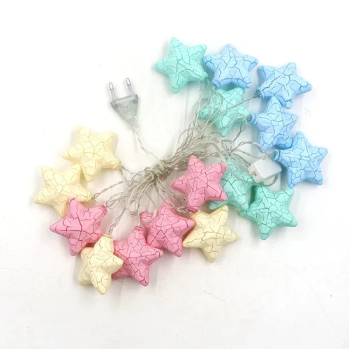 Crack Star Shape 16 Led Pastel String Lights-3METER