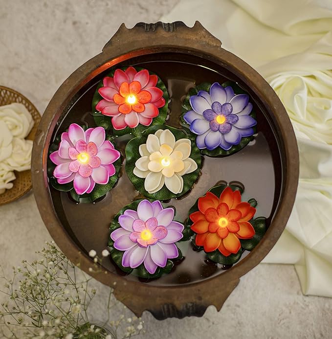 Multicolor Water Sensor Floating Lotus Flower Smokeless Candle/LED Tealight