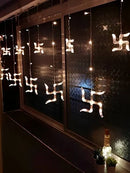 6/6 SWASTIK (6 Large &6 Small) String Curtain LED Lights with 120LED Warm White