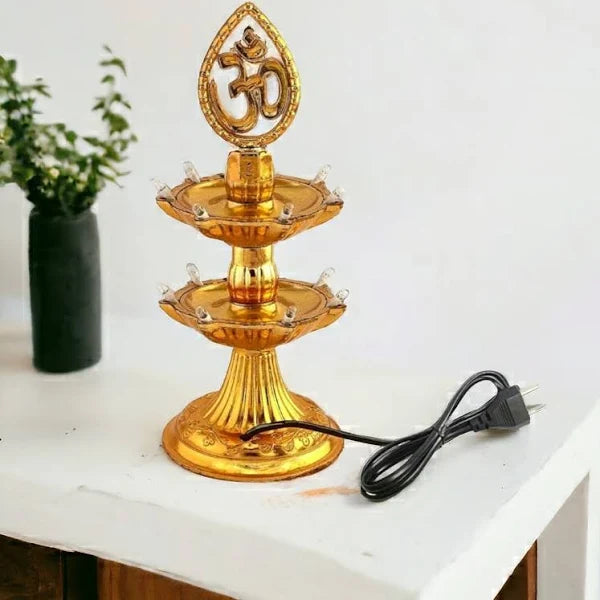 2 Layer Electric Diya Deepak Light Lamp LED Lights for Puja Home Temple Decor Diwali Festival