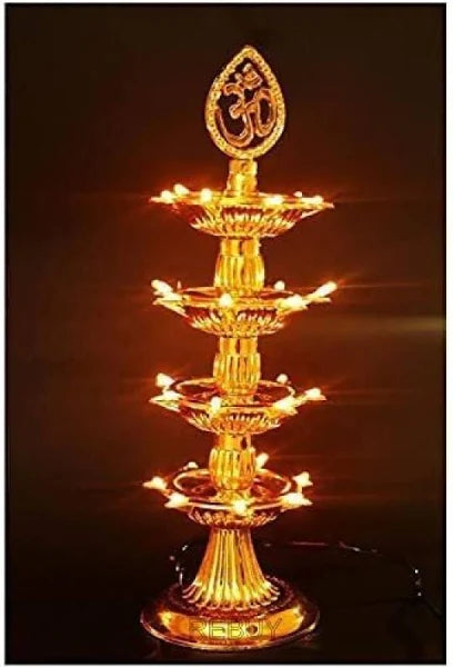 4 Layer Electric Diya Deepak Light Lamp LED Lights for Puja Home Temple Decor Diwali Festival