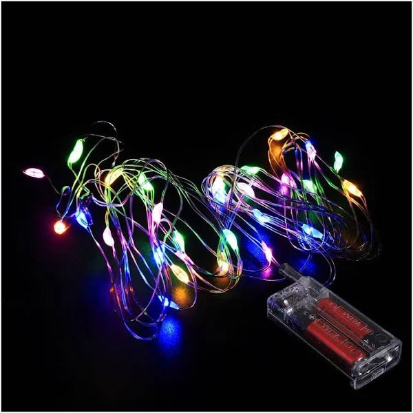 Multi Color 2 Meter Battery Powered, Wired String Fairy Lights, 2 AA Battery Powered Portable LED Lights, LED String Lights for Decoration, Decorative Strings