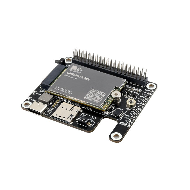 PCIe to 5G/4G/3G HAT designed for Raspberry Pi 5, Compatible with 3042/3052 packages SIMCom/Quectel 5G modules