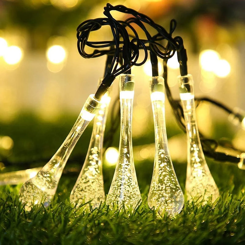 Water Drop String Ball Light 14 LED Outdoor String Lights Waterproof Crystal Water Drop Fairy Lights-3meter