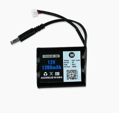 Wattnine 12V 1200mAh Lithium ion NMC Battery Include BMS