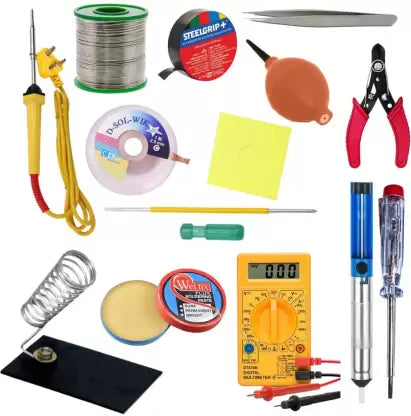 Gilhot® Professional 25 Watt Soldering Iron kit set with 40 watt Glue gun and multimeter 14 in 1 combo