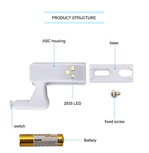 LED Smart Touch Induction Cabinet Light Cupboard Inner Hinge Lamp Sensor Light Night Light for Closet Wardrobe(Pack of 4 Pieces)