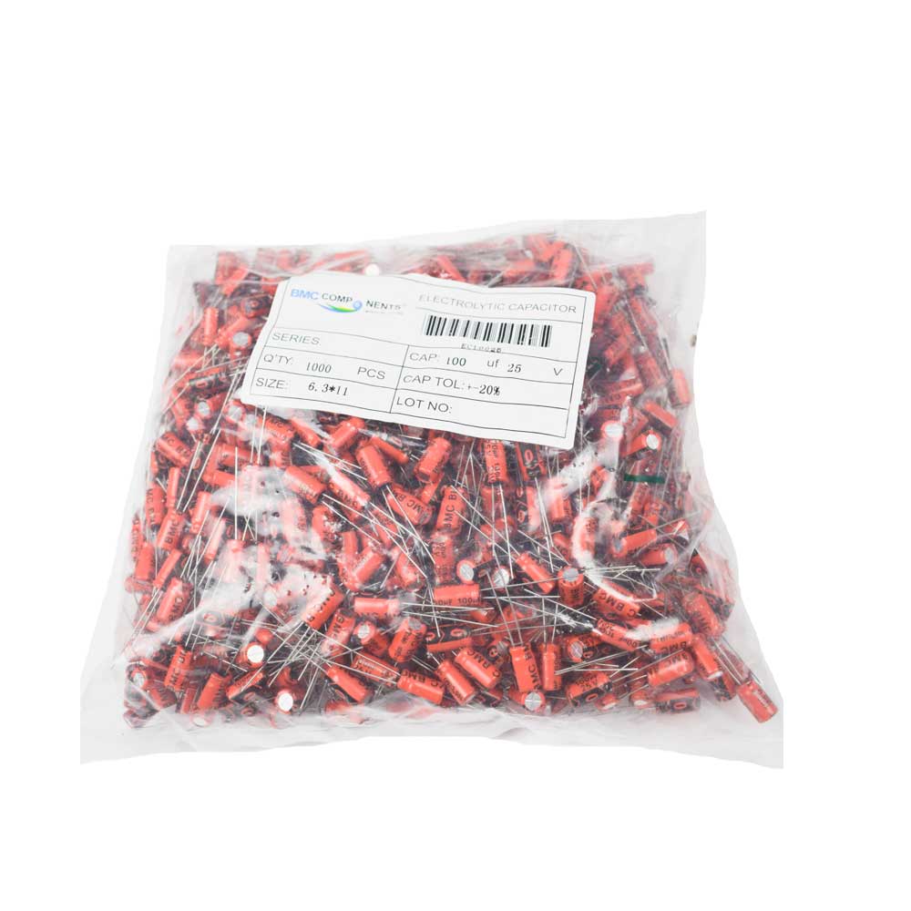 Buy 100µF 25V Electrolytic Capacitor (Pack of 1000) at HNHcart.com