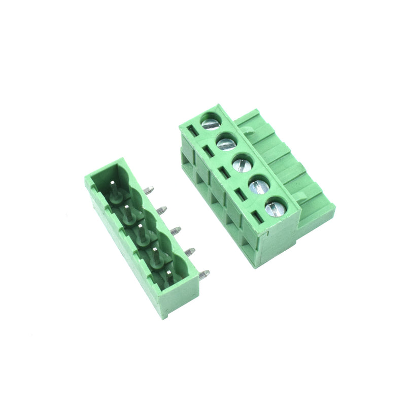 5 Pin Male and Female Pluggable Terminal Connector Right Angle Pitch 5.08mm