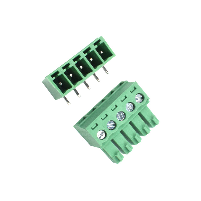 5 Pin Male and Female Pluggable Terminal Connector Right Angle Pitch 3.81mm