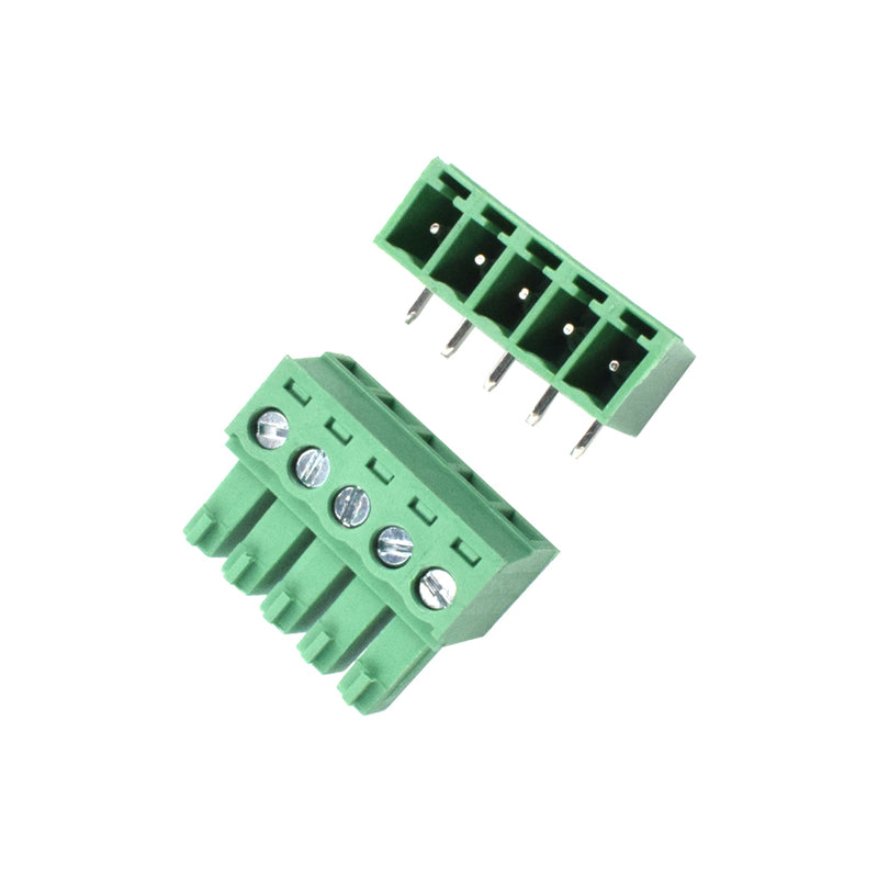 5 Pin Male and Female Pluggable Terminal Connector Right Angle Pitch 3.81mm