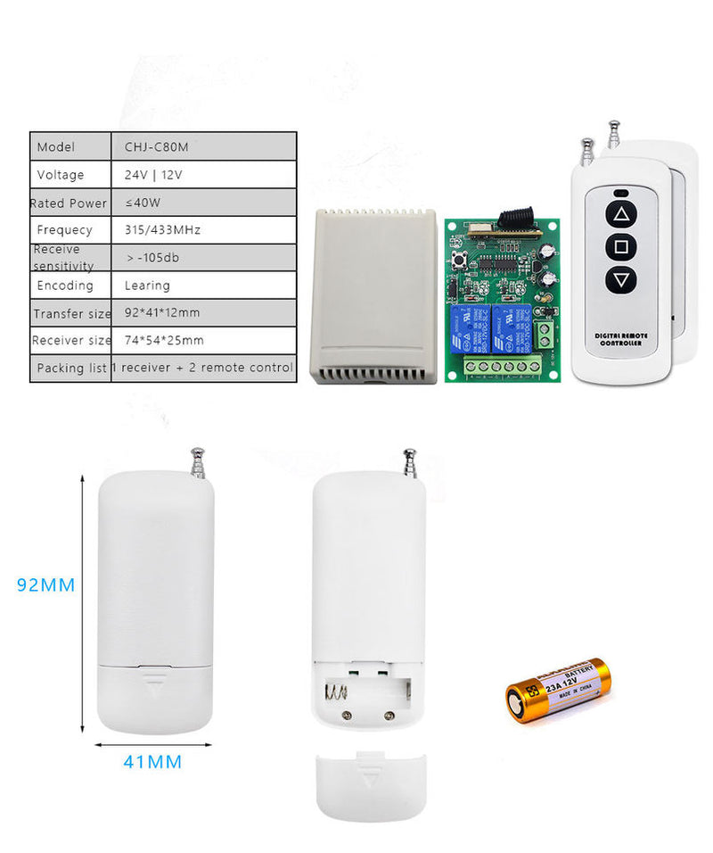 MOM-RC2 - Wireless Momentary Remote Control Motor Reverse Switch 12vdc  Version 2